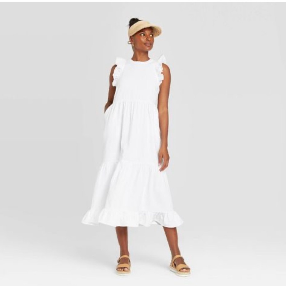 Universal Thread White Ruffled Dress - image 4